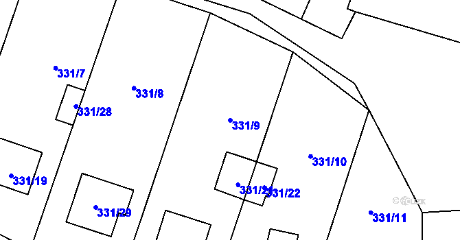 Parcela st. 331/9 v KÚ Stochov, Katastrální mapa