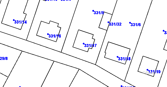 Parcela st. 331/17 v KÚ Stochov, Katastrální mapa