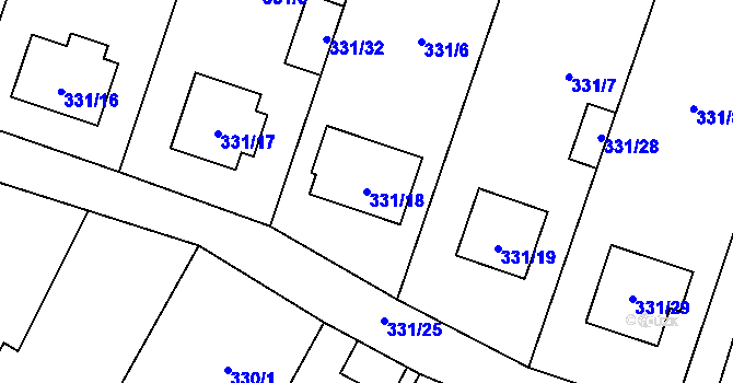 Parcela st. 331/18 v KÚ Stochov, Katastrální mapa
