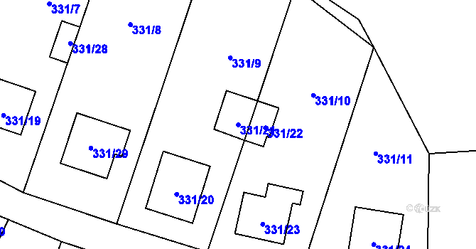 Parcela st. 331/21 v KÚ Stochov, Katastrální mapa