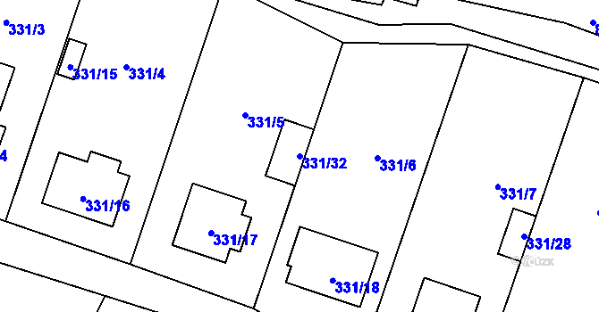 Parcela st. 331/32 v KÚ Stochov, Katastrální mapa