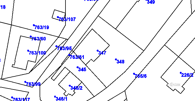 Parcela st. 347 v KÚ Stochov, Katastrální mapa