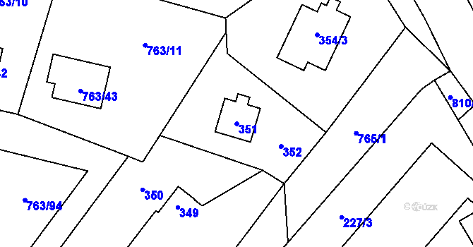 Parcela st. 351 v KÚ Stochov, Katastrální mapa
