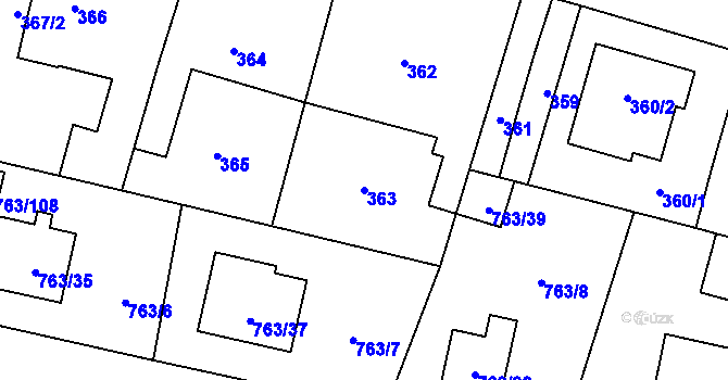 Parcela st. 363 v KÚ Stochov, Katastrální mapa