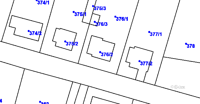 Parcela st. 376/2 v KÚ Stochov, Katastrální mapa