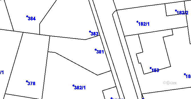 Parcela st. 381 v KÚ Stochov, Katastrální mapa