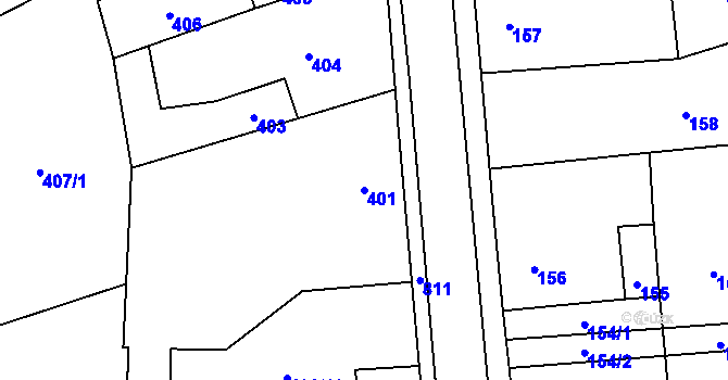 Parcela st. 401 v KÚ Stochov, Katastrální mapa