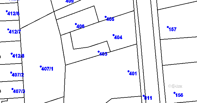 Parcela st. 403 v KÚ Stochov, Katastrální mapa