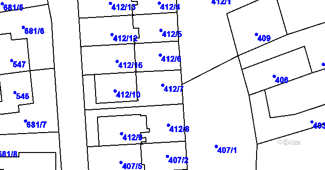 Parcela st. 412/7 v KÚ Stochov, Katastrální mapa