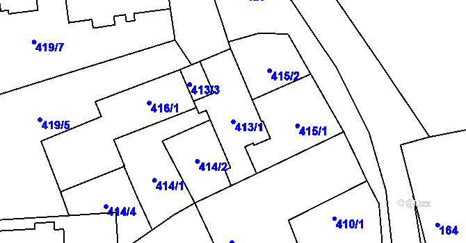 Parcela st. 413/1 v KÚ Stochov, Katastrální mapa