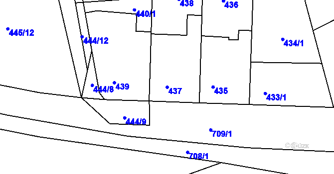 Parcela st. 437 v KÚ Stochov, Katastrální mapa