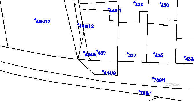 Parcela st. 439 v KÚ Stochov, Katastrální mapa