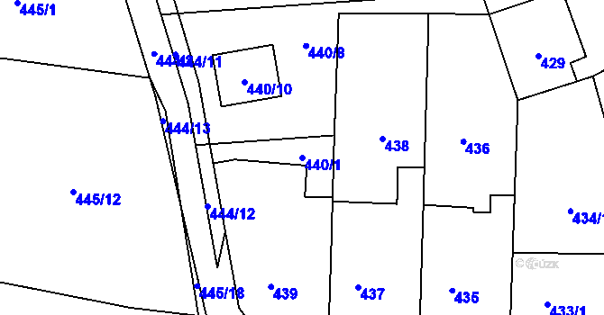 Parcela st. 440/1 v KÚ Stochov, Katastrální mapa