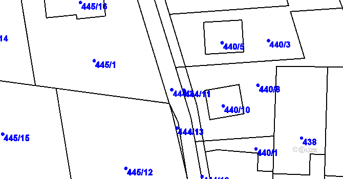 Parcela st. 444/2 v KÚ Stochov, Katastrální mapa