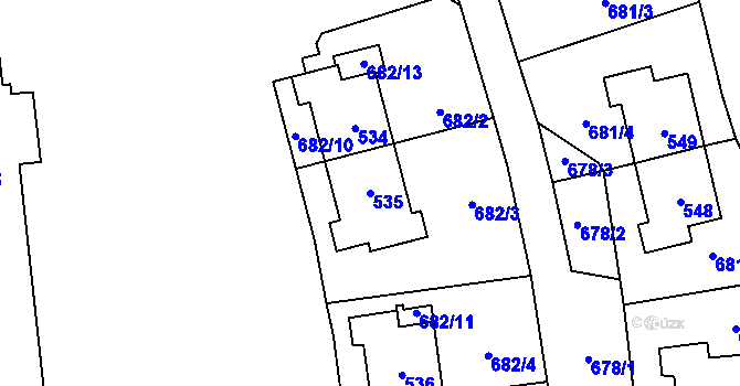Parcela st. 535 v KÚ Stochov, Katastrální mapa