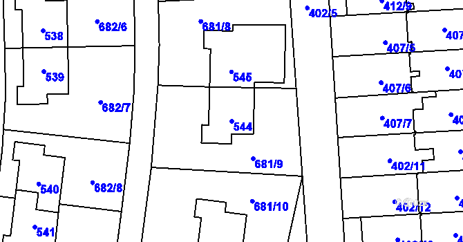 Parcela st. 544 v KÚ Stochov, Katastrální mapa