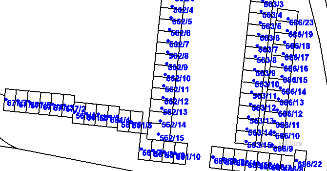 Parcela st. 562/11 v KÚ Stochov, Katastrální mapa