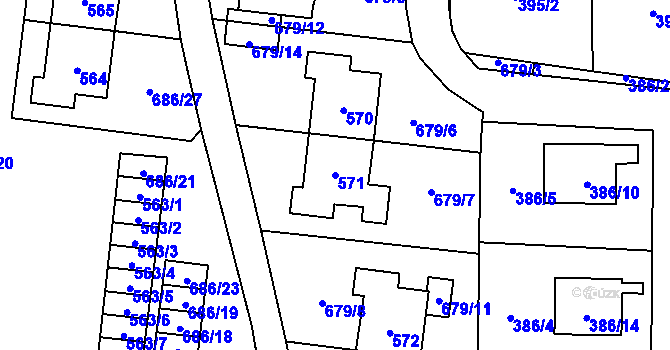 Parcela st. 571 v KÚ Stochov, Katastrální mapa