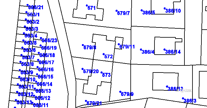 Parcela st. 572 v KÚ Stochov, Katastrální mapa