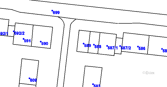 Parcela st. 589 v KÚ Stochov, Katastrální mapa