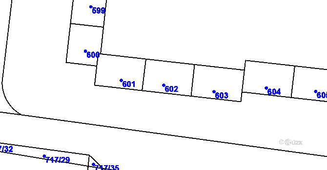 Parcela st. 602 v KÚ Stochov, Katastrální mapa