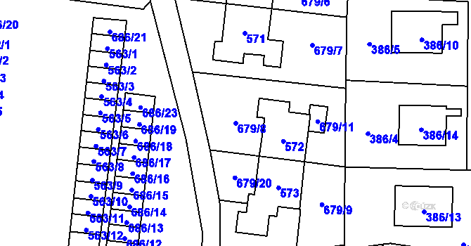 Parcela st. 679/8 v KÚ Stochov, Katastrální mapa