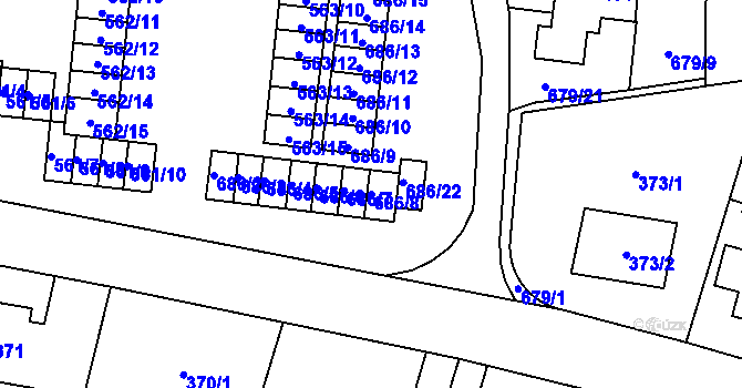 Parcela st. 686/8 v KÚ Stochov, Katastrální mapa