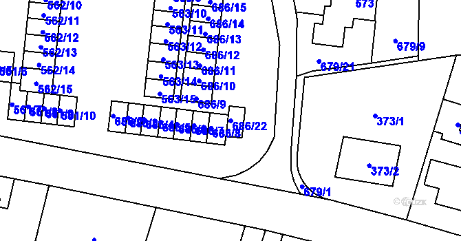 Parcela st. 686/22 v KÚ Stochov, Katastrální mapa