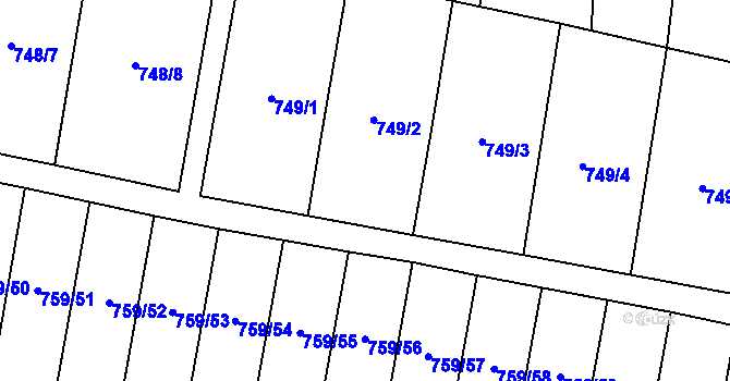 Parcela st. 749/18 v KÚ Stochov, Katastrální mapa