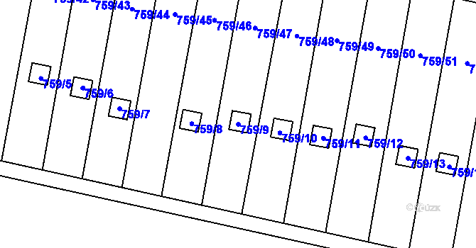 Parcela st. 759/9 v KÚ Stochov, Katastrální mapa