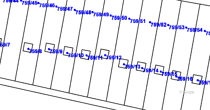 Parcela st. 759/12 v KÚ Stochov, Katastrální mapa
