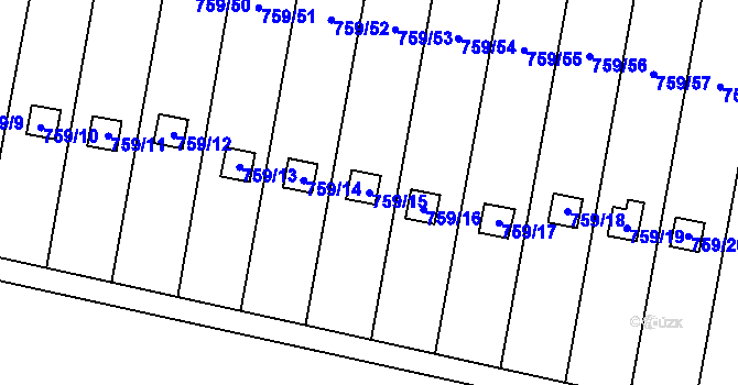 Parcela st. 759/15 v KÚ Stochov, Katastrální mapa