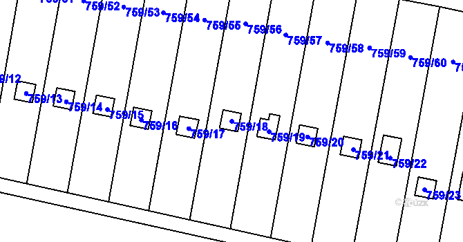 Parcela st. 759/18 v KÚ Stochov, Katastrální mapa