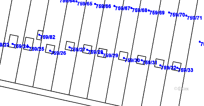 Parcela st. 759/29 v KÚ Stochov, Katastrální mapa