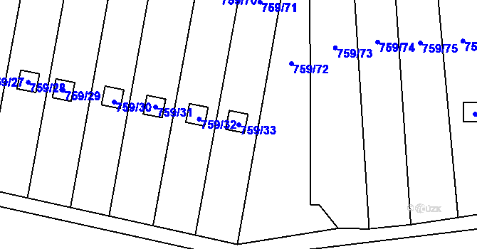 Parcela st. 759/33 v KÚ Stochov, Katastrální mapa