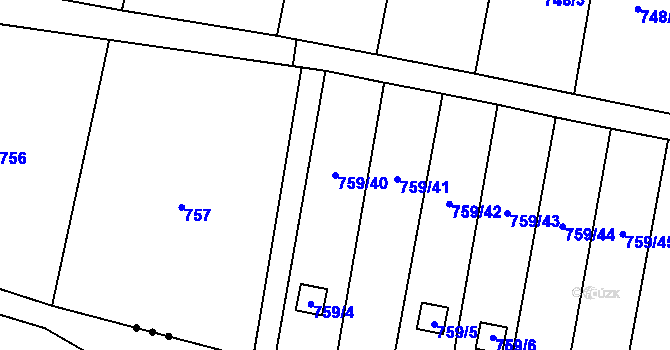 Parcela st. 759/40 v KÚ Stochov, Katastrální mapa