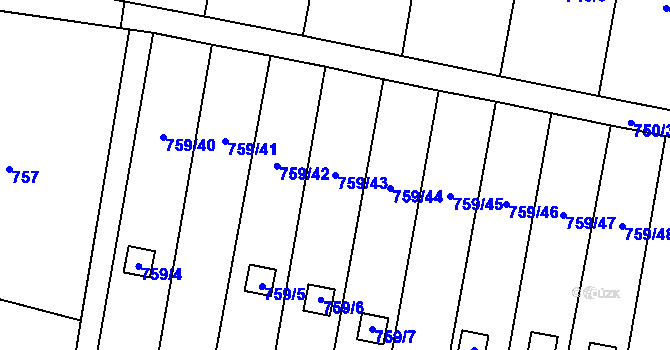 Parcela st. 759/43 v KÚ Stochov, Katastrální mapa