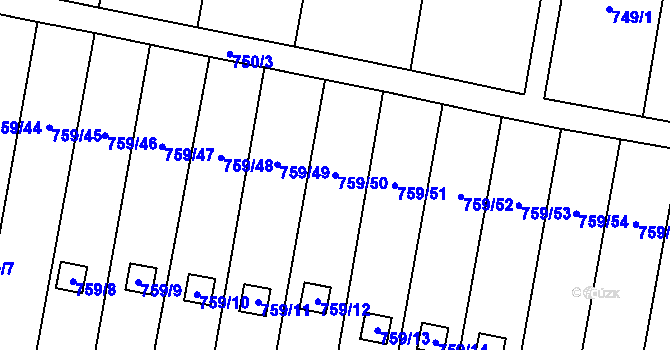 Parcela st. 759/50 v KÚ Stochov, Katastrální mapa