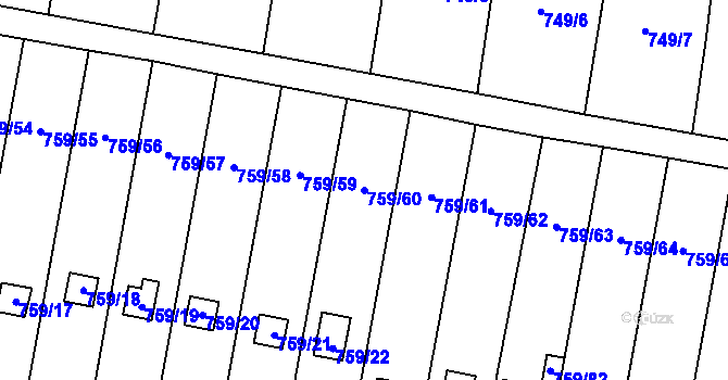 Parcela st. 759/60 v KÚ Stochov, Katastrální mapa