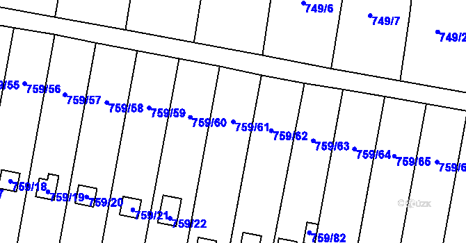 Parcela st. 759/61 v KÚ Stochov, Katastrální mapa
