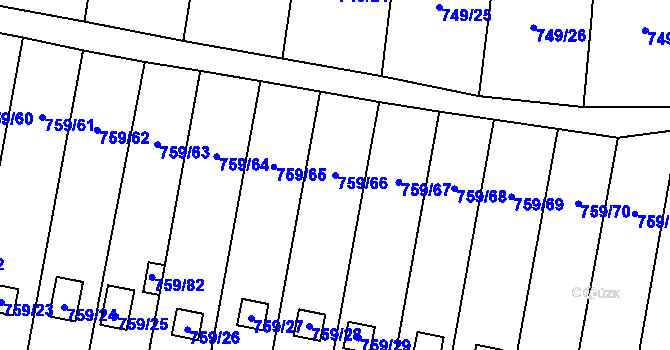 Parcela st. 759/66 v KÚ Stochov, Katastrální mapa