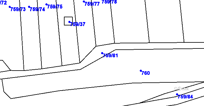 Parcela st. 759/81 v KÚ Stochov, Katastrální mapa