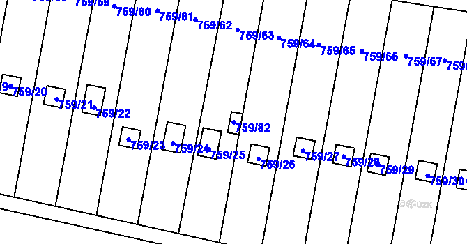Parcela st. 759/82 v KÚ Stochov, Katastrální mapa