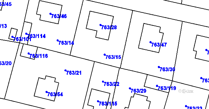 Parcela st. 763/15 v KÚ Stochov, Katastrální mapa