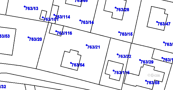 Parcela st. 763/21 v KÚ Stochov, Katastrální mapa