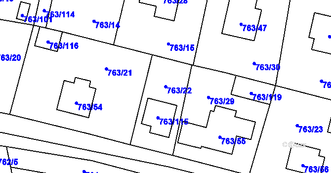 Parcela st. 763/22 v KÚ Stochov, Katastrální mapa