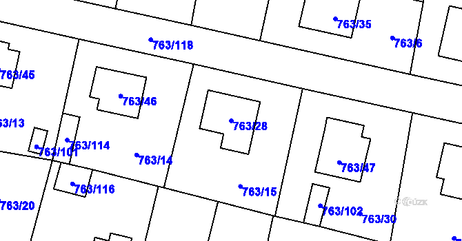 Parcela st. 763/28 v KÚ Stochov, Katastrální mapa