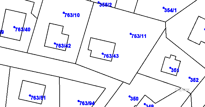 Parcela st. 763/43 v KÚ Stochov, Katastrální mapa