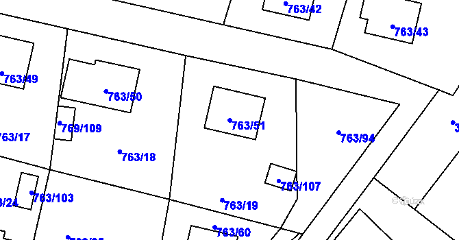 Parcela st. 763/51 v KÚ Stochov, Katastrální mapa