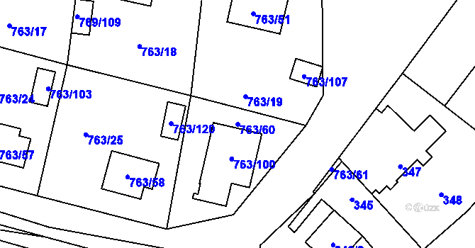 Parcela st. 763/60 v KÚ Stochov, Katastrální mapa